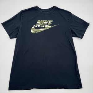 Nike Mens Camo Futura Logo Graphic T-Shirt Black Green CI1078-010 Large
